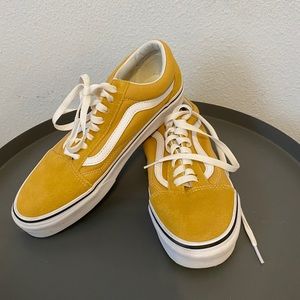 Mustard Suede/Canvas  Vans 8.5 Women’s. Never worn
